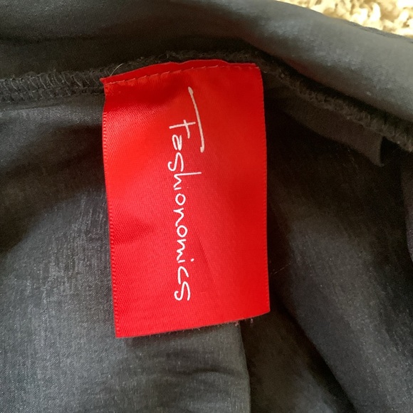 Fashionomics Best Cody side zipper, black shimmer fit and flare skirt midi SZ S - Picture 6 of 10